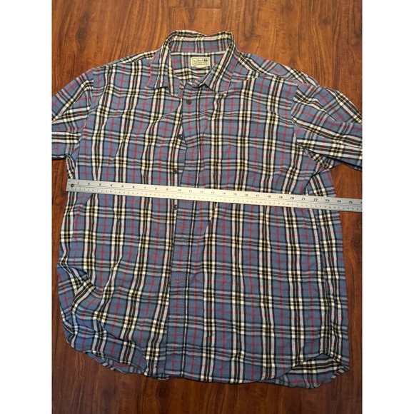 LL Bean Flannel Shirt Mens XL Red Blue Plaid Button Down Outdoors Long Sleeve - Picture 5 of 7